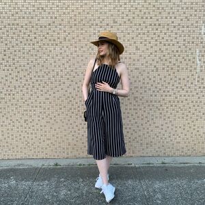 Black and White Striped Jumpsuit